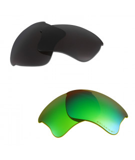 HKUCO Black+Emerald Green Polarized Replacement Lenses for Oakley Flak Jacket XLJ Sunglasses